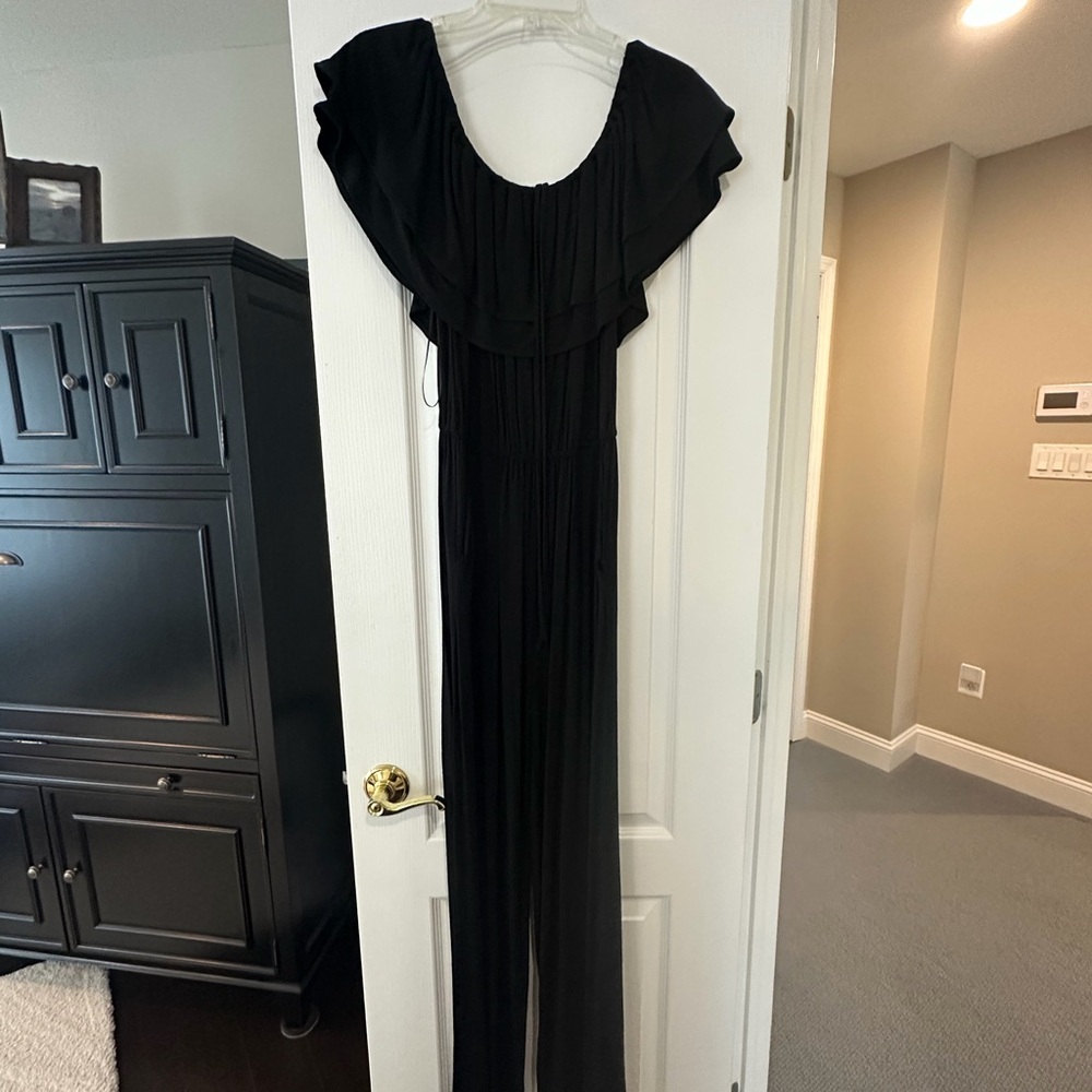 BB Dakota Black Ruffled Jumpsuit